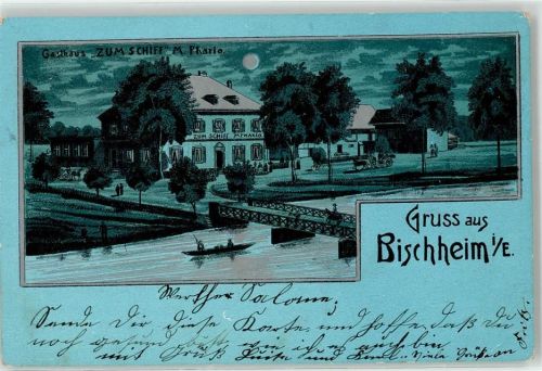 67800 Bischheim 1902 Mondschein Gasthaus Zum Schiff