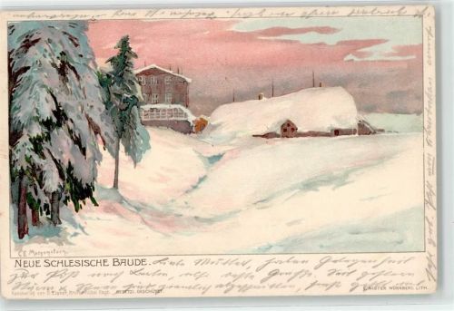 Neue schlesische Baude 1918 Gasthaus sign. Morgenstern