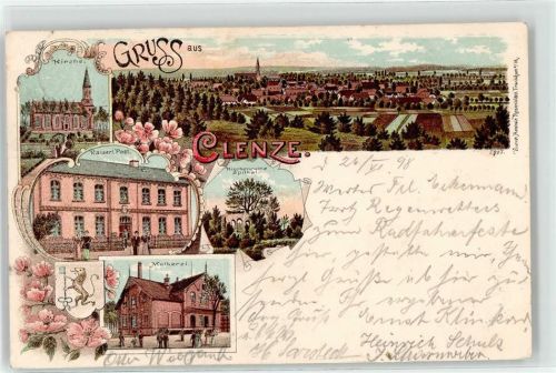 29459 W3132 Clenze 1898 - Kirche Postamt Molkerei Kirchenruine Spithal