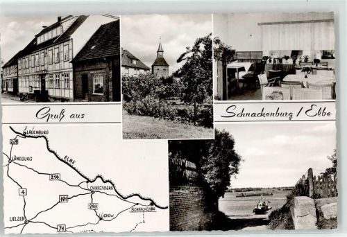 29493 W3131 Schnackenburg - Hotel Deutsches Haus Anna Kubel Kirche Elbe