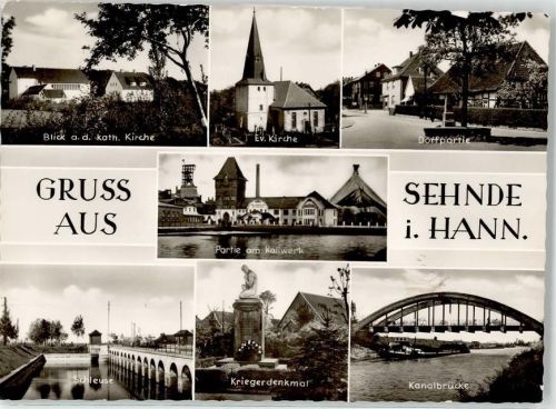 31319 W3163 Sehnde - Kath. Kirche Ev. Kirche Kaliwerk Mittellandkanal Brücke Kriegerdenkmal Schleuse