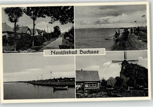 26969 W2890 Burhave , Kr Wesermarsch - Stollhammer Straße Ufer Windmühle