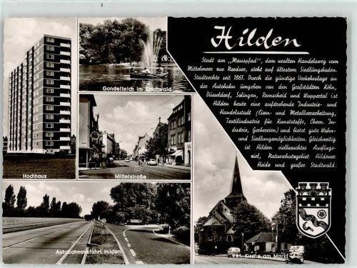 Hilden Hochhaus Gondelteich im Stadtwald Autobahnausfahrt Kirche am Markt Mittelstrasse