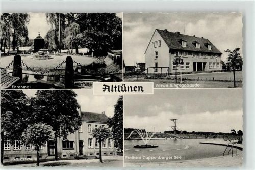 Altlünen Kriegerdenkmal Verwaltungsgebäude Volksschule Schwimmbad Cappenberger See