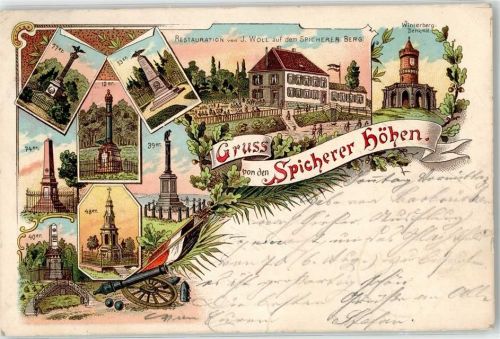 Spicheren 1901 Gasthaus J.Woll Winterberg Denkmal 48er 39er 40er Kanone 74er 12er 77er 53er Spicherer Höhe
