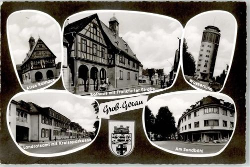 64521 W6080 Groß-Gerau - Altes Rathaus Wasserturm Frankfurter Strasse Landratsamt am Sndböhl