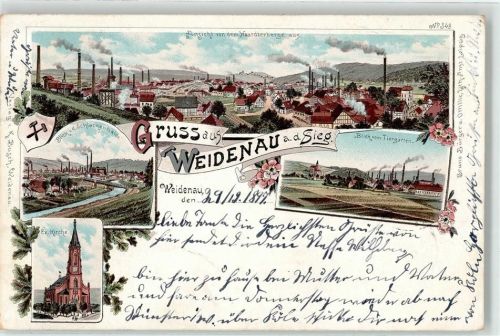 Weidenau 1897 Ev. Kirche Blick vom Tiergarten