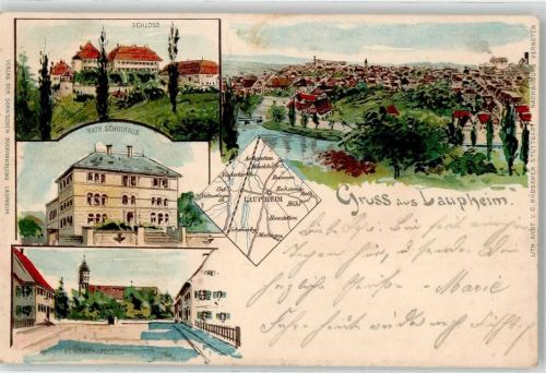 88471 W7958 Laupheim 1904 - Schule heilige Grabkapelle Schloss