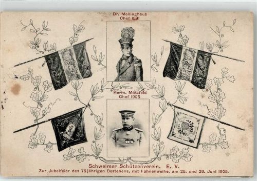 Schwelm Portrait Uniform Dr. Mellinghaus Herm.Motzfeld Schützenverein 75 Jahre Jubiläum 1905