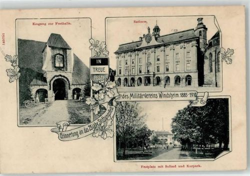 Bad Windsheim Rathaus Festhalle Militärverein 25. Stiftungsfest Festplatz Solbad Kurpark 1910
