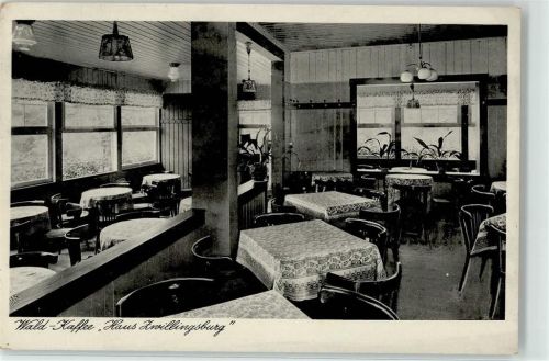Zehlendorf Cafe Haus Zwillingsburg Innenansicht An der Krummen Lanke Bruno Hiekel Sonderstempel Berliner Festwochen 1951