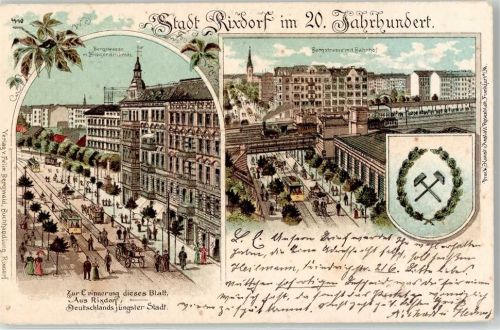 Neukölln 1900 Bergstraße Kriegerdenkmal Straßenbahn Bahnhof
