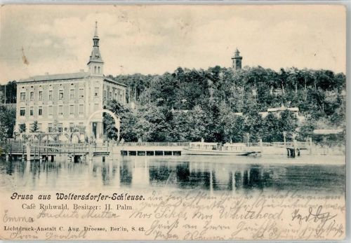 15569 O1255 Woltersdorf b Erkner 1901 - Cafe Ruhwald H.Palm Schleuse
