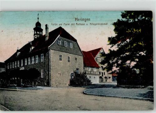 99765 O5504 Heringen , Helme - Markt Rathaus Kriegerdenkmal