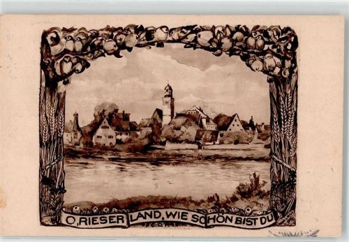 Oettingen sign. F.H. Kirche Sonderstempel Rieser Heimatwoche 1922 Nördlingen