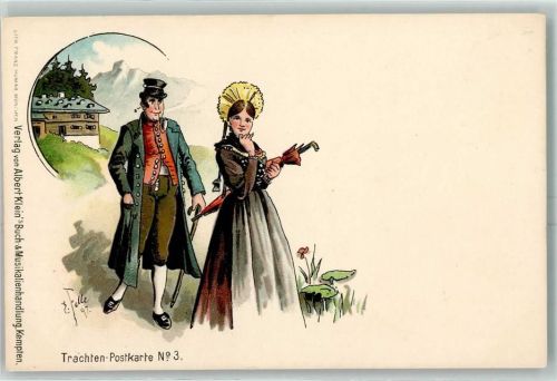 Trachten Karte Nr. 3 AK Felle, Eugen 1897 Lithographie / Künstlerkarte