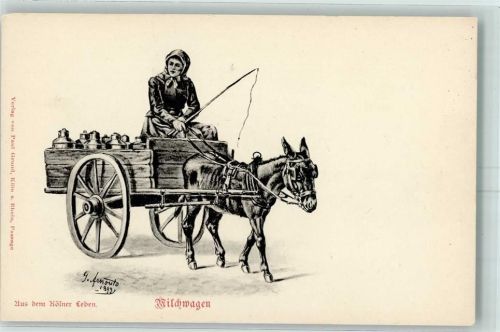 1899 Milchwagen Esel Verlag Paul Grund sign. G. Arnould AK