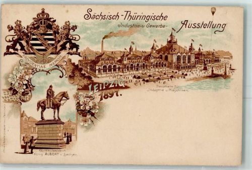 Leipzig 1897 Wappen Ballon Lithographie AK