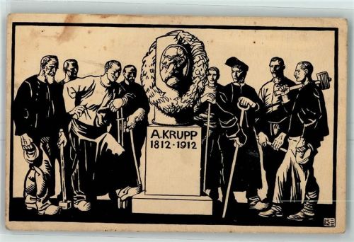 W4300 Essen , Ruhr 1812-1912 Festpostkarte Hundertjahrfeier Künstlerkarte AK Krupp Gebrauchsspuren