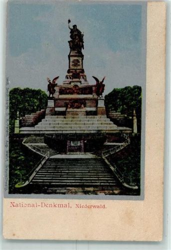 Rüdesheim 1907 Imitierte Seidenkarte National Denkmal Niederwald AK