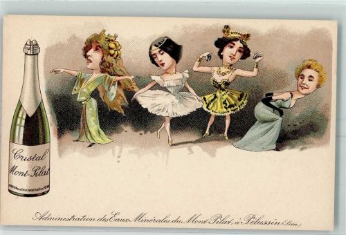 1900 Christal Mont-Pilat Mineralwasser - Tanzmädchen Humor AK