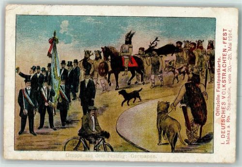 Mainz 1914 1. Deutscher Volkstrachten Fest - Gruppe Germanen AK
