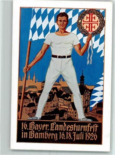 W8600 Bamberg 16. Bayer. Landesturnfest AK Turnfest 1926 Künstlerkarte