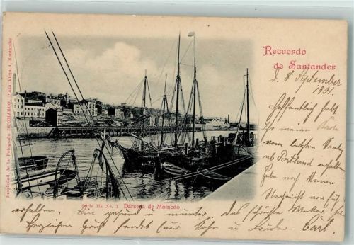 Santander 1901 - Hafen Darsena de Molneda AK