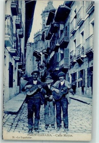 Fuenterrabia Hondarribia - Calle Mayor Musikanten Volkstypen AK
