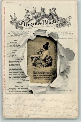 Durchbrochene Papierwand AK Verlag der Fliegenden Blätter 1903