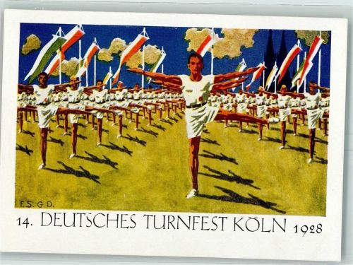 W5000 Köln Müngersdorf 305 14. Deutsches Turnfest - Freiübungen AK Turnfest 1928 Künstlerkarte