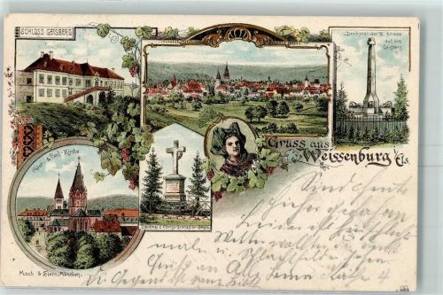 Wissembourg 1897 Schloss Gaisberg Peter u. Paul Kirche Denkmal der III Armee auf dem Gaisberg Denkmal d. Königs Grenadier Regts
