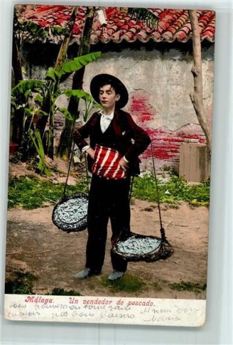 Malaga 1932 Volkstype Un vendetor de pescado - Beruf AK