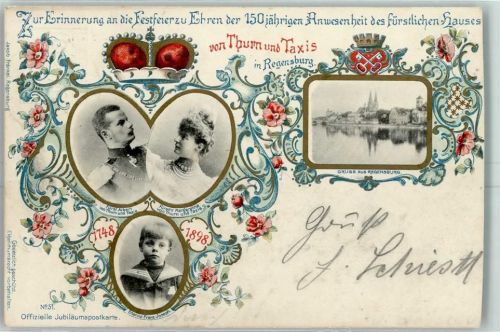 Regensburg 1898 Festfeier zu Ehren der 150 Jahre von Thurn und Taxis - offiz. Jubiläumskarte Nr. 51 - Adel Deutschland