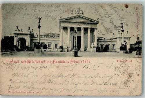 München 1898 Ausstellung Kraft- und Arbeitsmaschinen offiz. Karte Nr. 11 AK