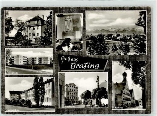 Grafing Goethe Institut Poststrasse Kriegerdenkmal Grafing Volksschule Rathaus Marktplatz