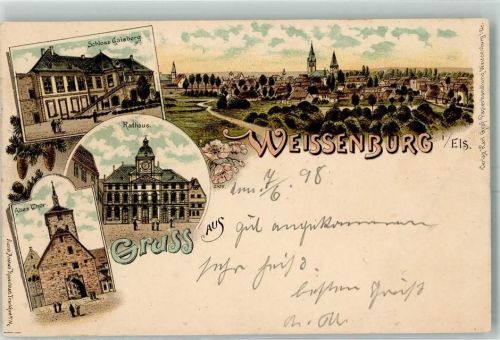 Wissembourg 1898 Schloss Gaisberg Rathaus Altes Tor