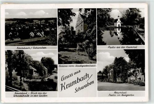 Krumbach Schloss Stadtgartenhaus Garten an der Wandelhalle Krumbad