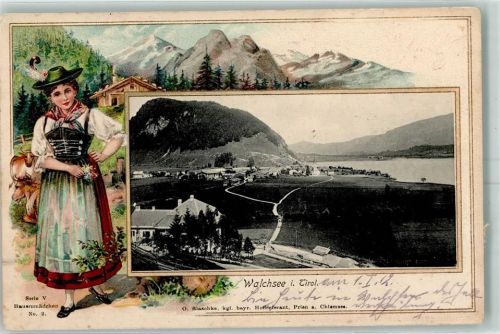 6344 Walchsee 1912 - Bauernmädchen in Tracht