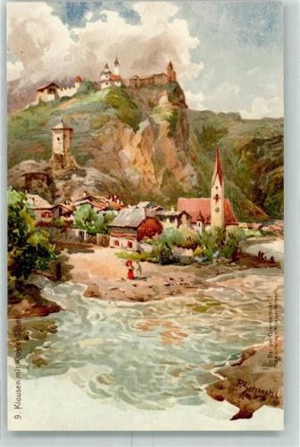 Klausen Südtirol sign. P. Schmahl bei der Brennerbahn Kloster Säben