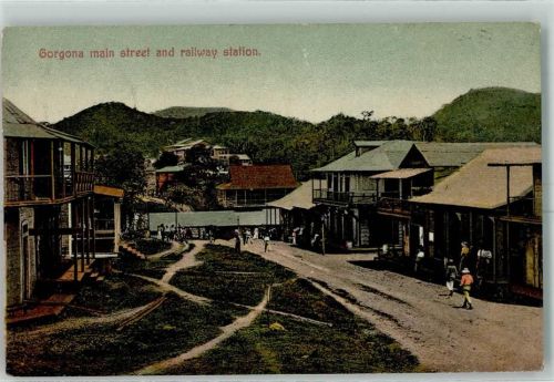Panama City 1911 Gorgona main street and railway Station