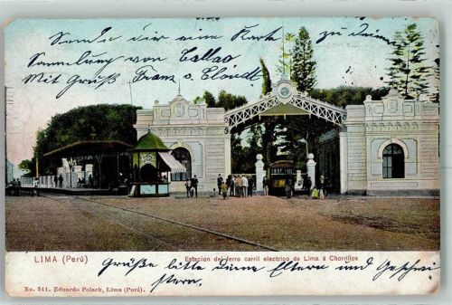 Chorrillos 1907 Estacion del ferro carril electrico da Lima Straßenbahn Nr 36