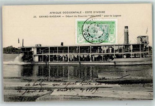 Grand Bassam Afrique Occidentale Nr 23 Depart du Courrier Adjame pour la Lagune