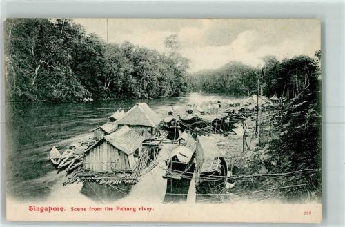 Singapore Scene from the Pahang river Boote