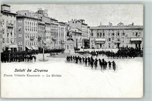 57100 Livorno - Piazza Vittorio Emanuele La Rivista Fahrrad Pferde Denkmal