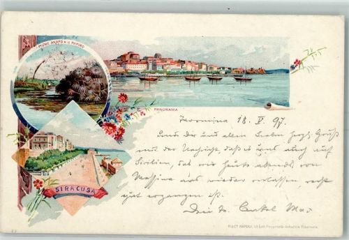 Siracusa 1897 Boote Fiume Anapo e il Papiro