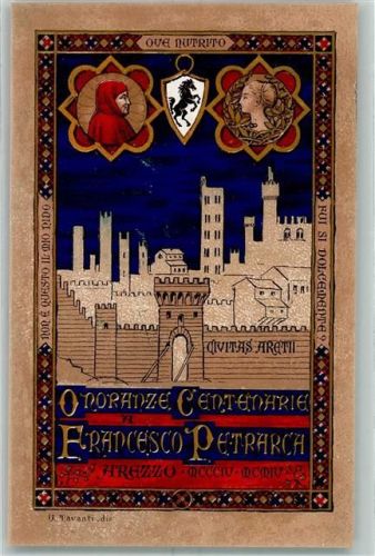52100 Arezzo Künstlerkarte Wappen Pferd Burg