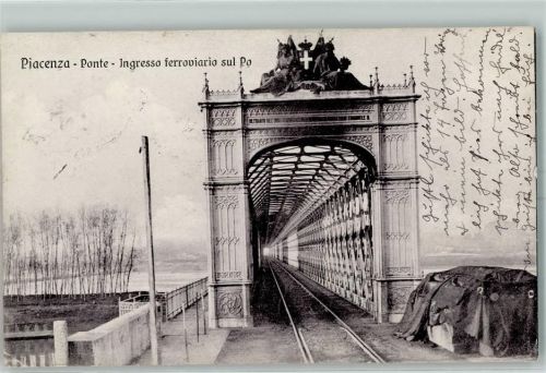 Piacenza 1914 Ponte Ingresso ferroviario sul Po Gleise