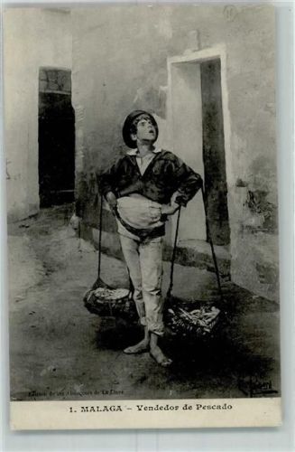 Malaga 1911 Vendedor de Pescado Fischverkäufer