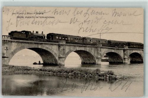 Irun Eisenbahn Ferrocarril Puente Internacional Haus y Mente Nr. 922 AK